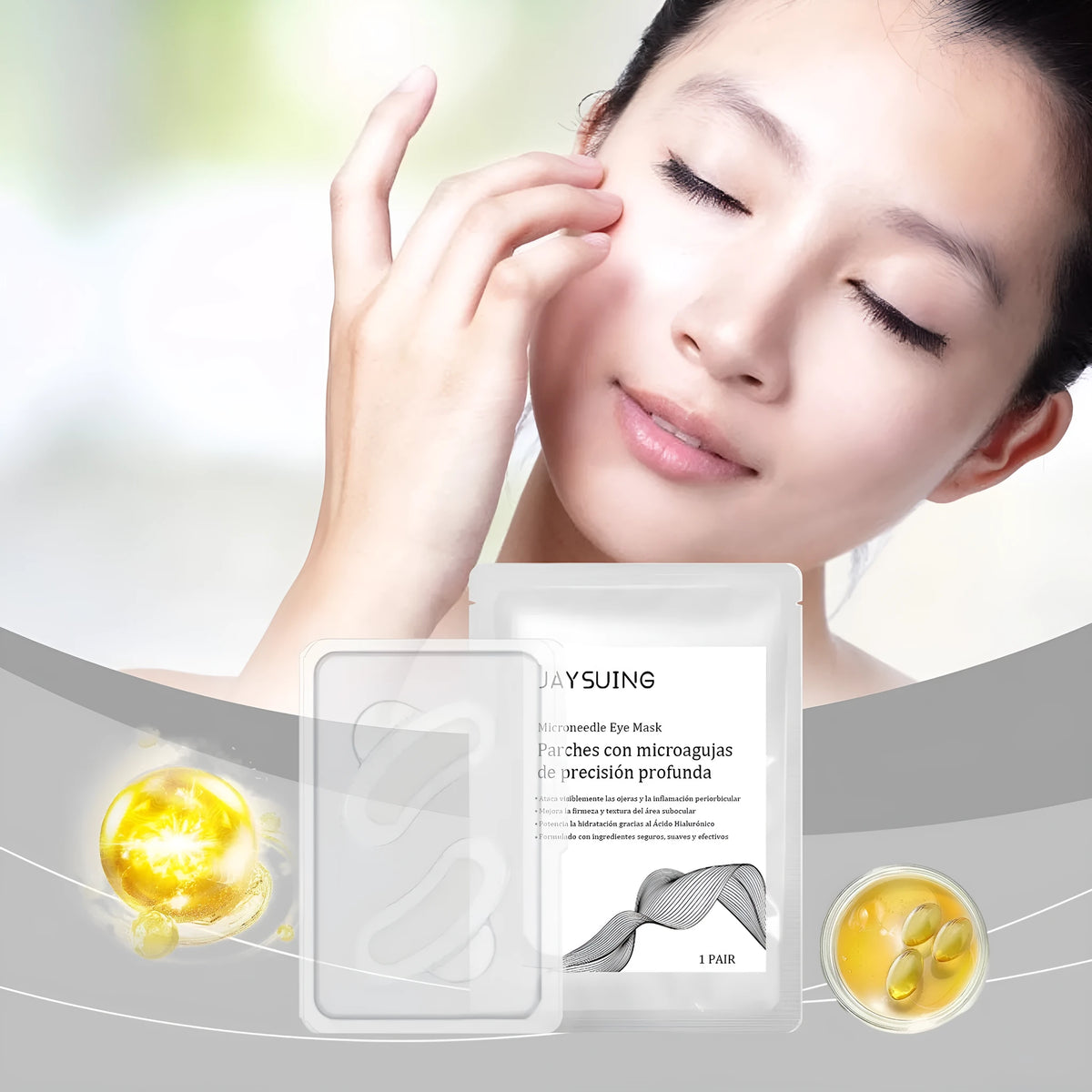 Micro needle under-eye mask patch containing nicotinamide and hyaluronic acid for targeted skincare application