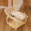 Solid wood cat scratching post with sisal column on a rectangular base, shown in walnut colour.
