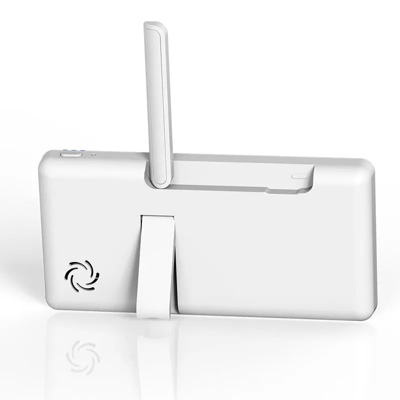 White wireless baby monitor with 5-inch HD screen showing baby room temperature display