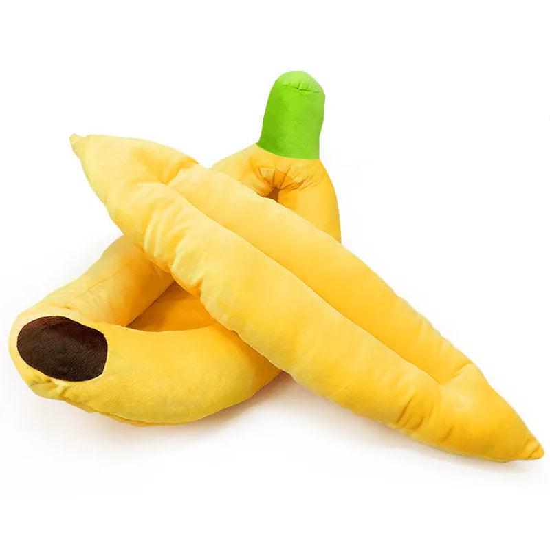Yellow Banana Kennel zipper removable washable pet kennel mat on floor, available in sizes XS to L