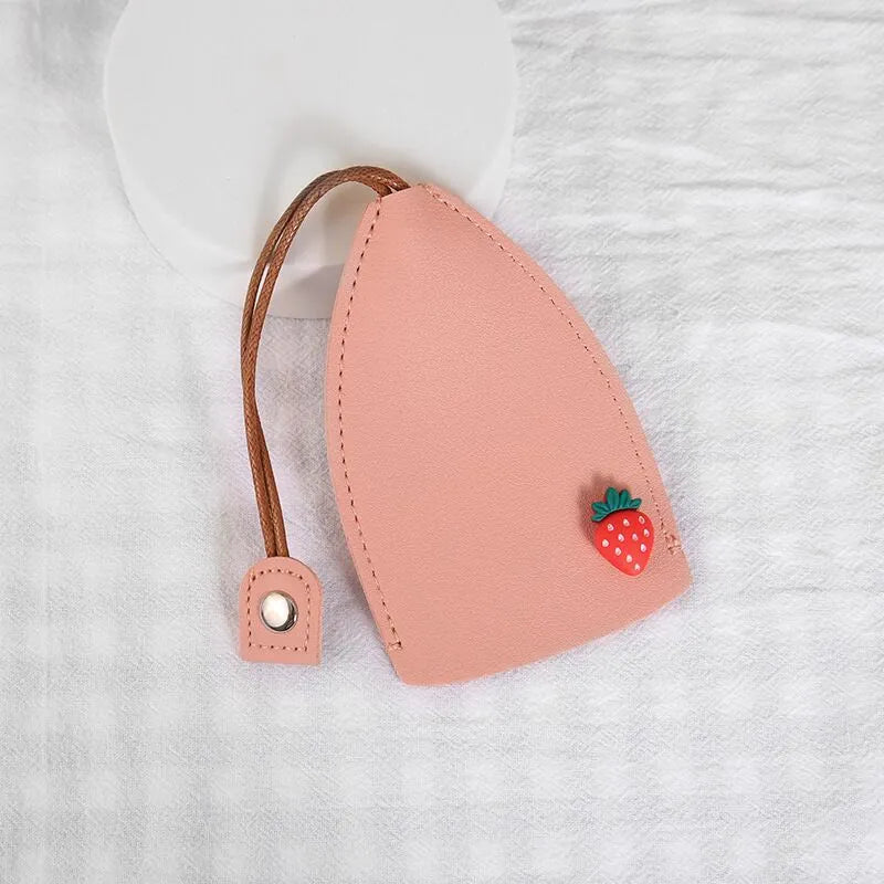 Cartoon pull-out car key case in PU leather with various design options including cactus, rabbit, and fruit themes