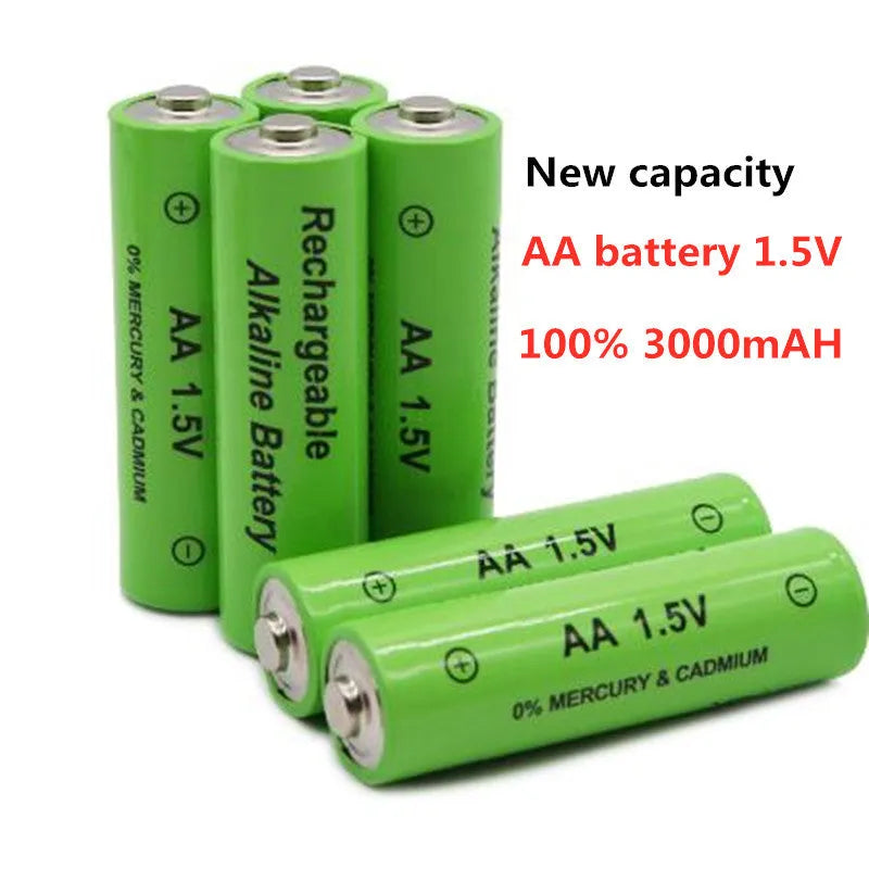 AA size alkaline rechargeable battery labelled 3000mAh 1.5V