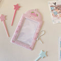 Cartoon strawberry or four-leaf clover PVC meal card holder measuring 7.6 x 13.6cm