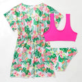 Girls' floral two-piece swimsuit with high elasticity polyester fabric for swimming sports