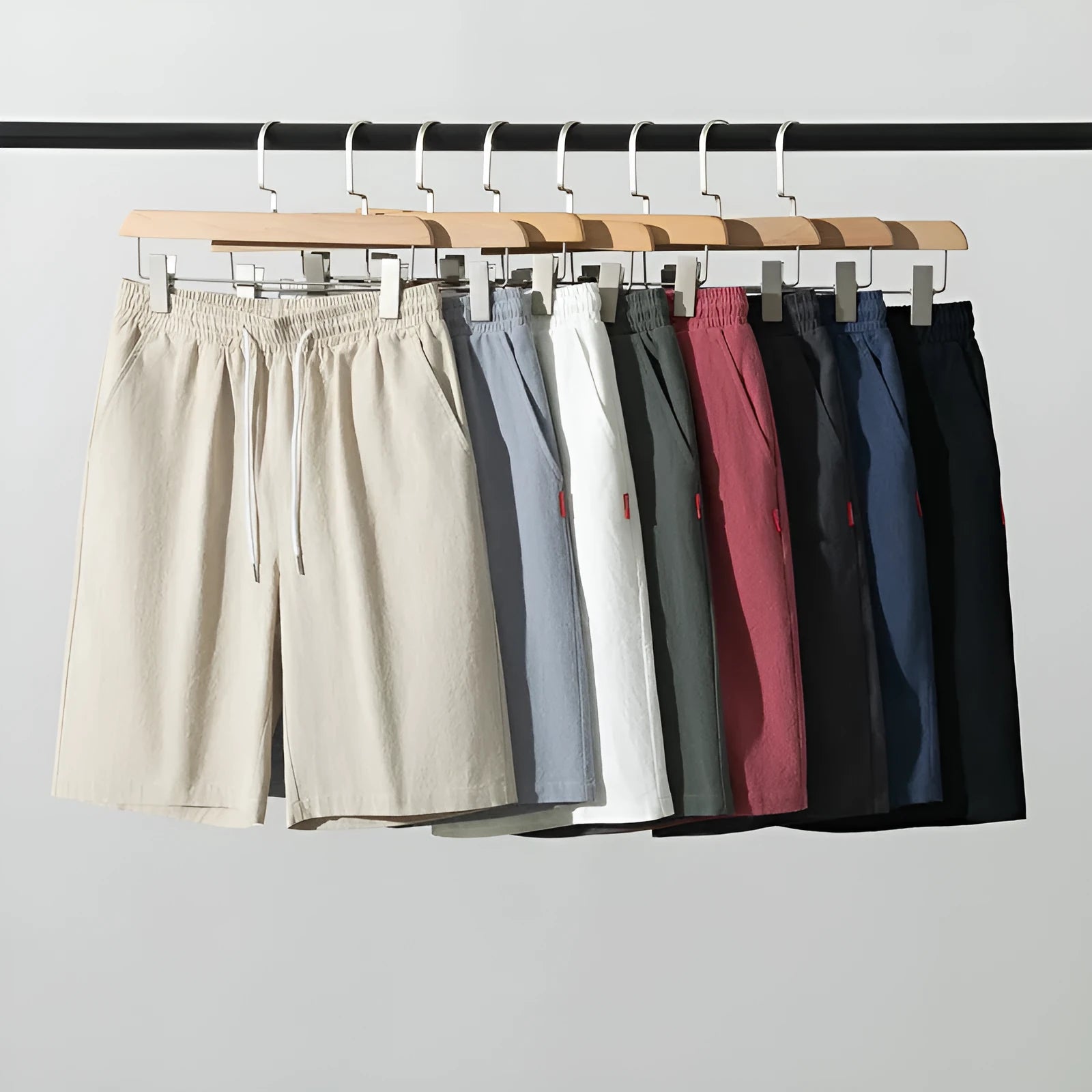 Cotton linen blend cropped pants in a solid colour with a drawstring waistband