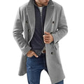 Woolen men's coat warm padded jacket solid colour black front view