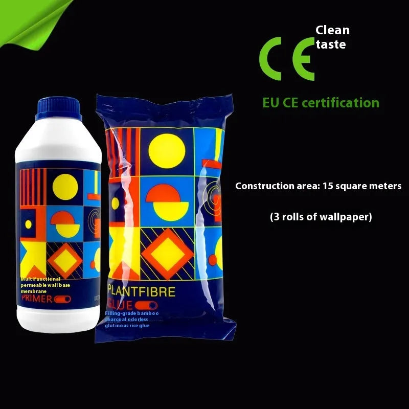Pack of three rolls of Glue E clean smell glutinous rice wallpaper adhesive.
