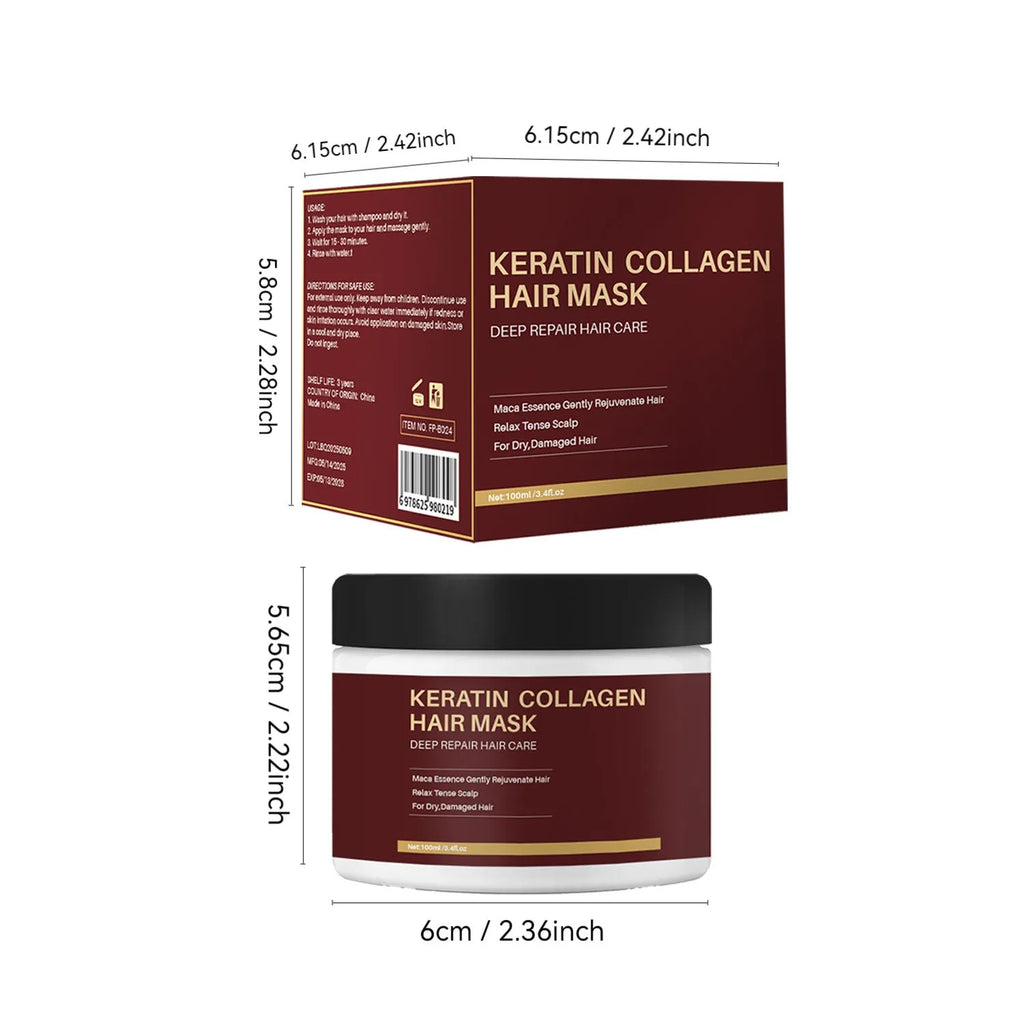 100ml collagen hair mask for moisturising and repairing treatment of dense hair
