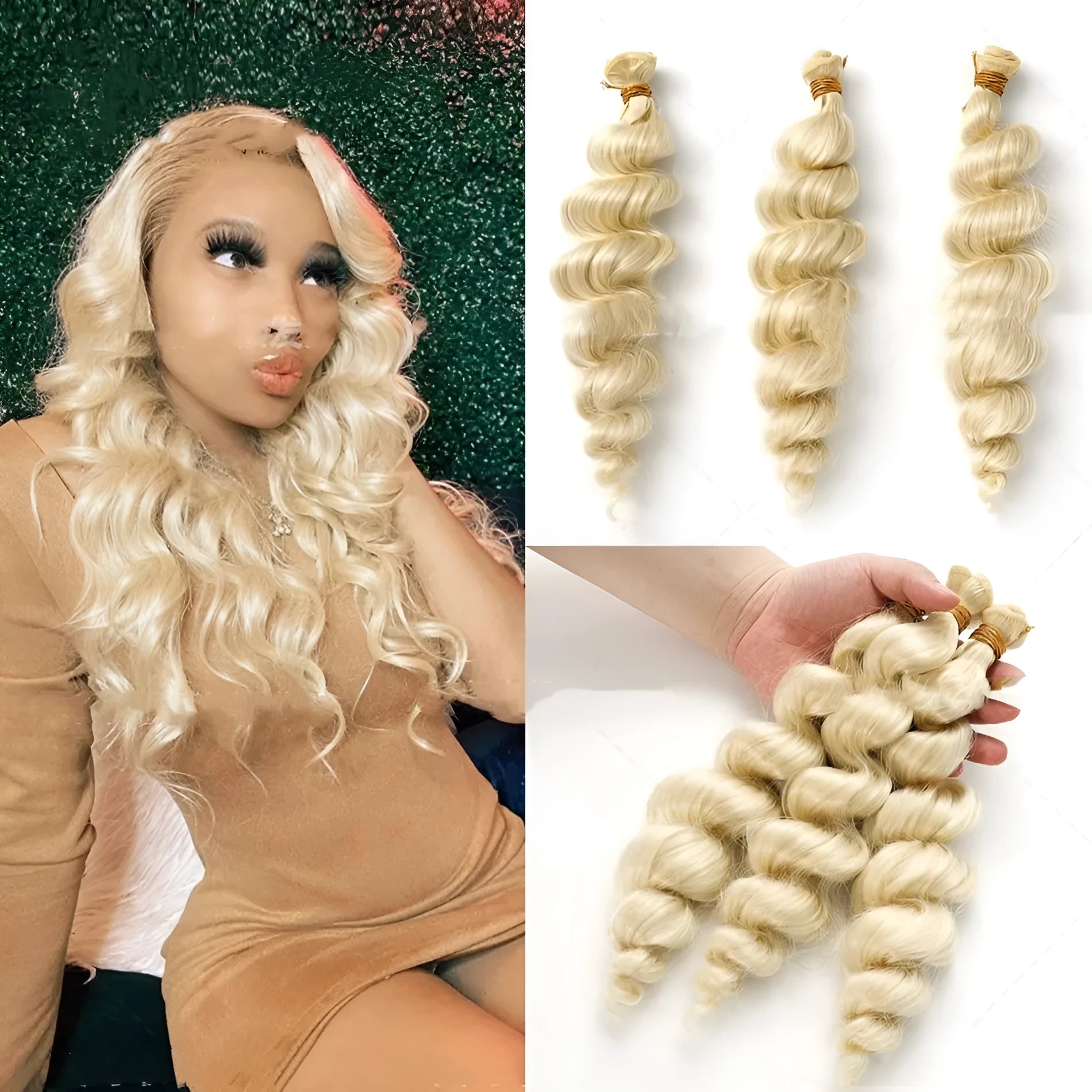 Golden blonde chemical fibre wig in three length options for women