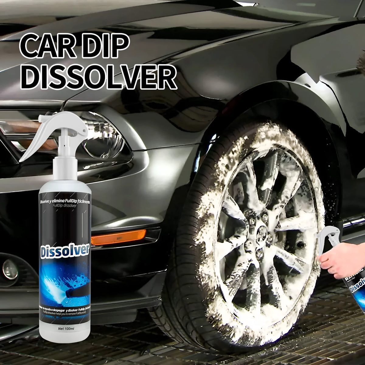 100ml bottle of car foam cleaning agent for interior seat stain removal and paint polishing.