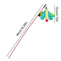 Blue cat wand toy with dragonfly bell attachment measuring 49cm long