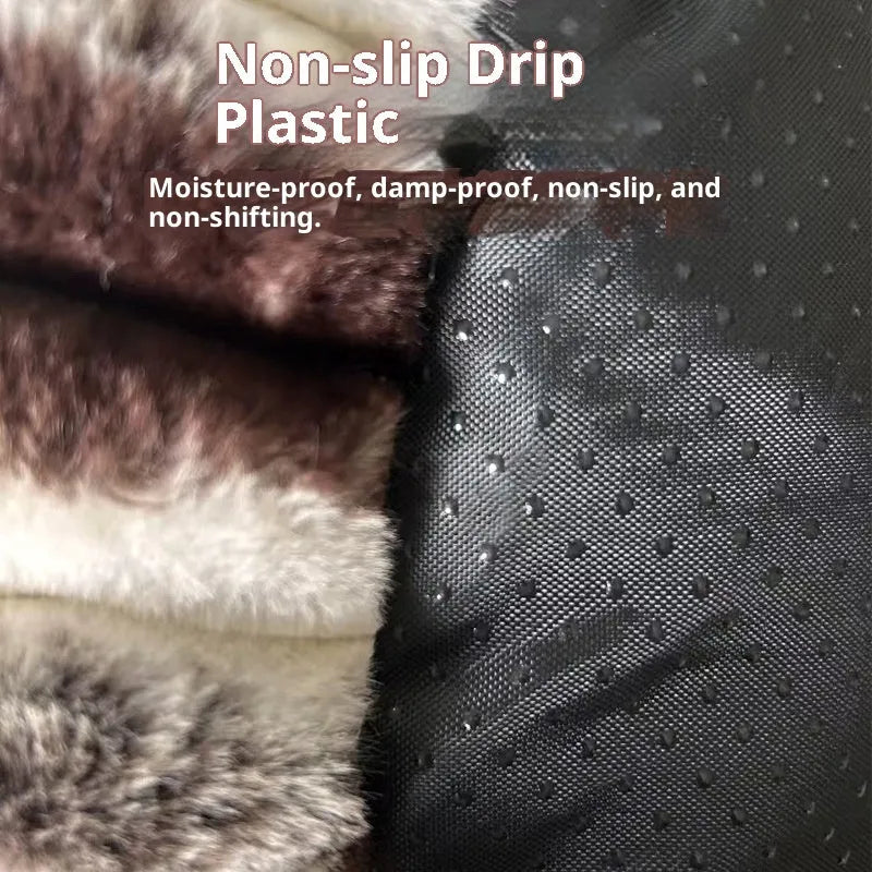 Large plush pet sofa bed for cats in brown colour with pattern drawing design and raised sides