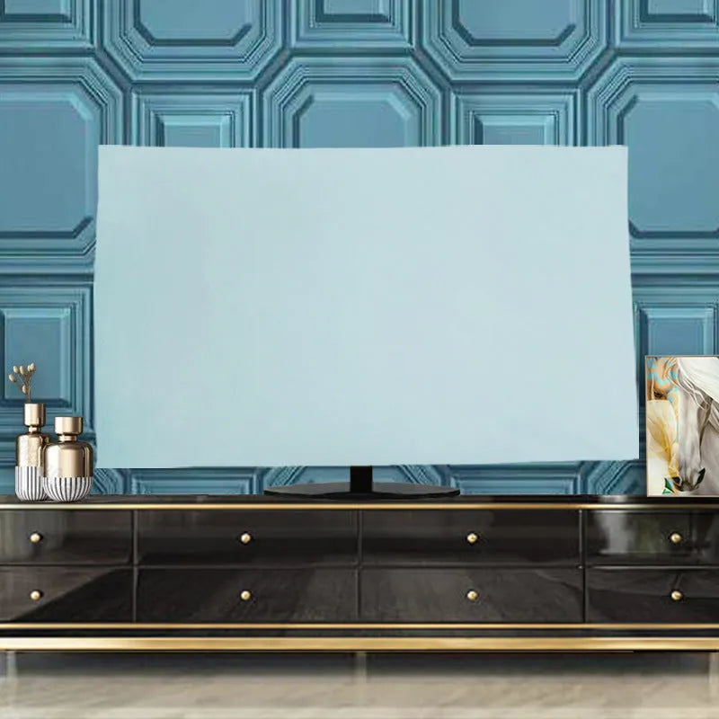 Velvet fabric TV cover towel in various colours draped over a television.