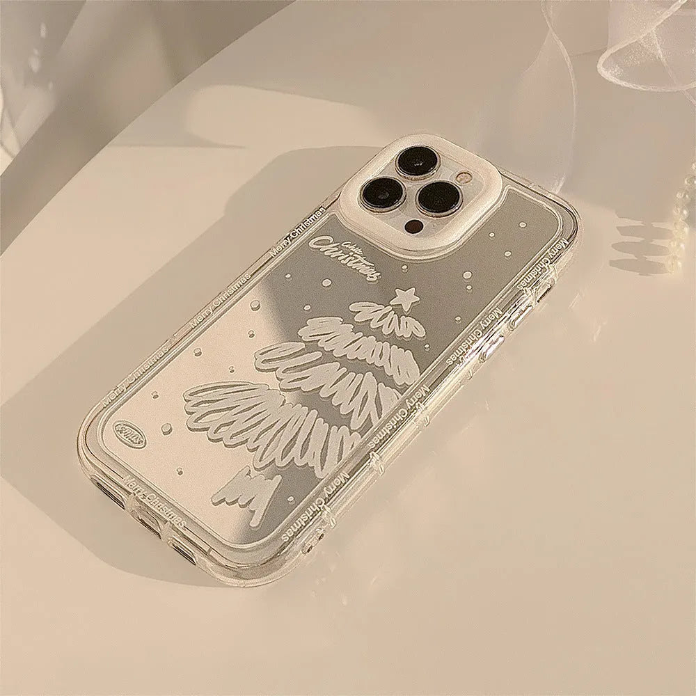 Snow White Christmas tree mirror iPhone case in hard TPU with painted finish and anti-fall function
