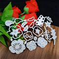 Silver carbon steel flower knife mould for paper cutting measuring 14.3x9.9cm