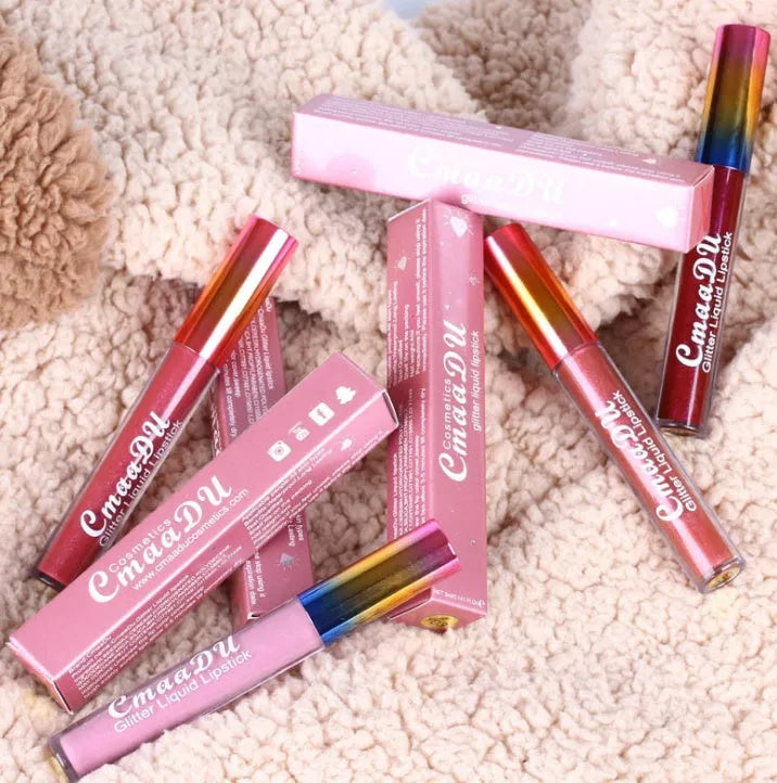 Symphony Shiny Matte Metal Lip Gloss Lipstick 4mL in six colour options 01-06 with mineral formula