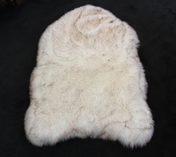 Beige rectangular pet dog plush mat with 4cm plush fabric on floor for indoor use
