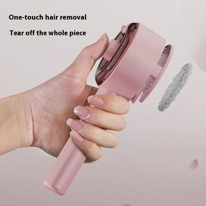 Ceramic white pet grooming brush with steam function, UV-C light, and self-cleaning hair removal