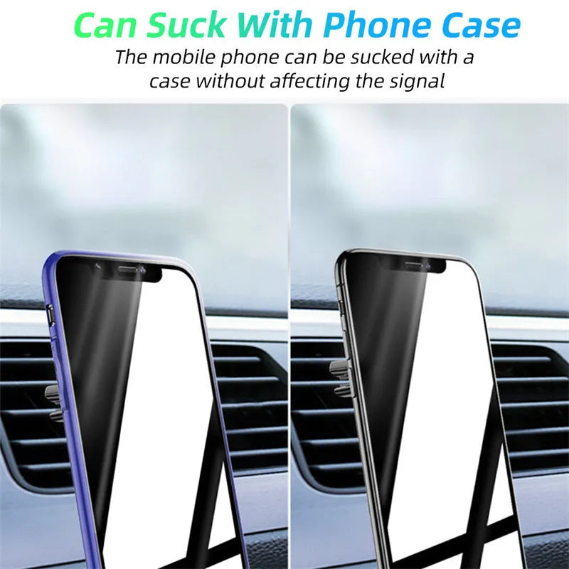 Magnetic car phone holder with air vent clip mount and fragrance slices in black colour
