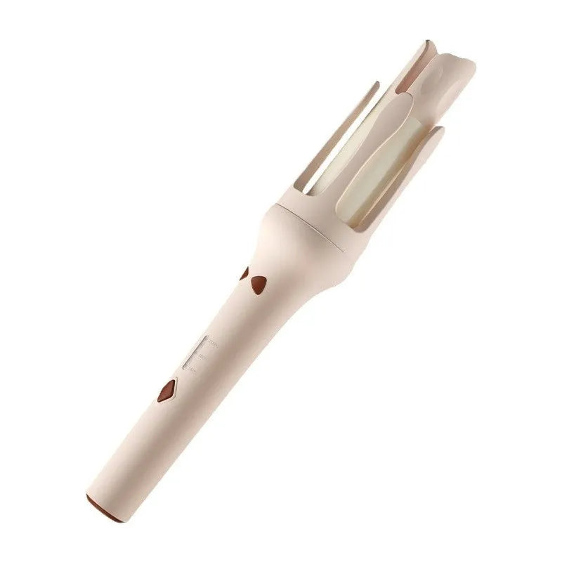 White and pink automatic hair curler with 32mm barrel and corded power supply