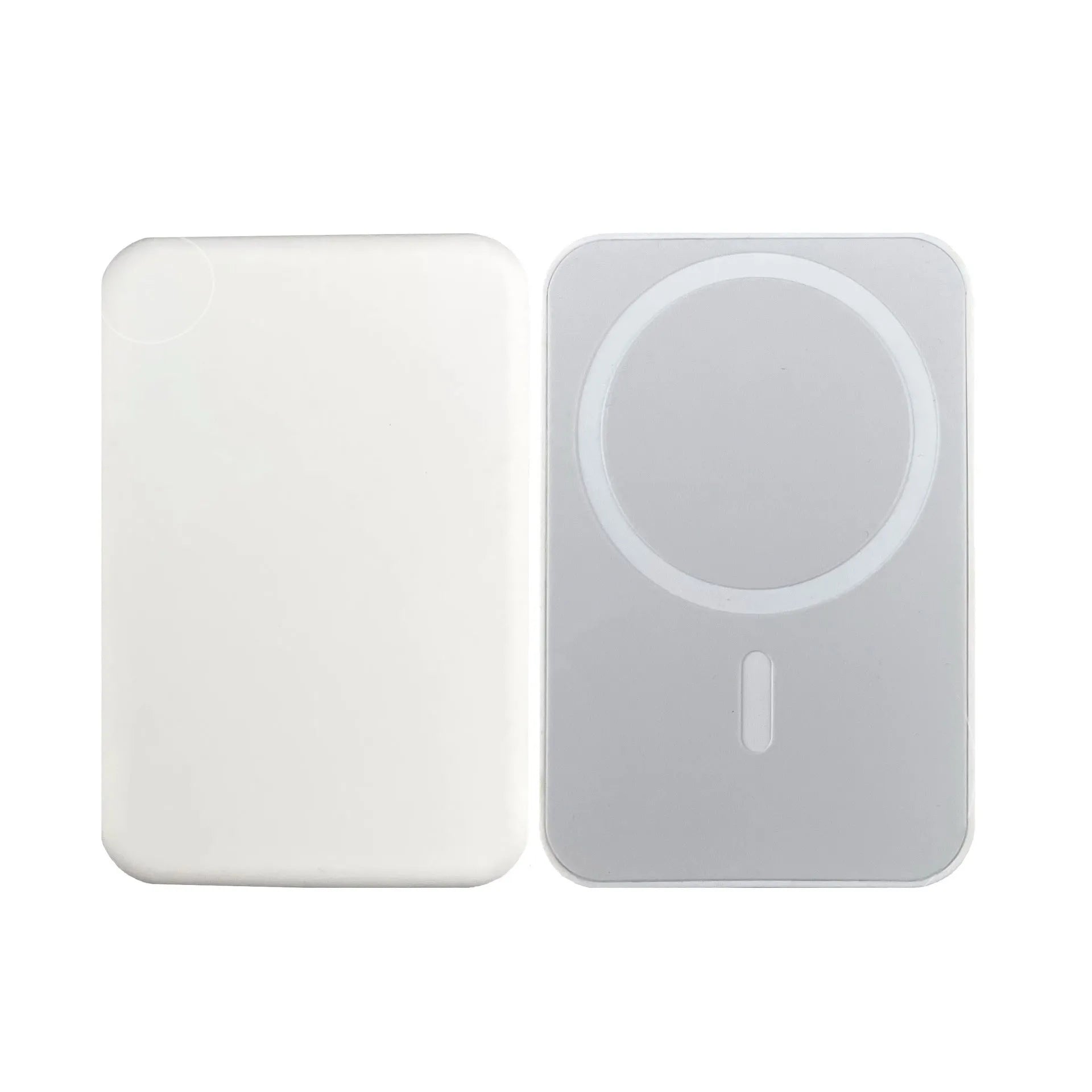 Portable magnetic wireless charger power bank with 5000mAh capacity in white PVC shell