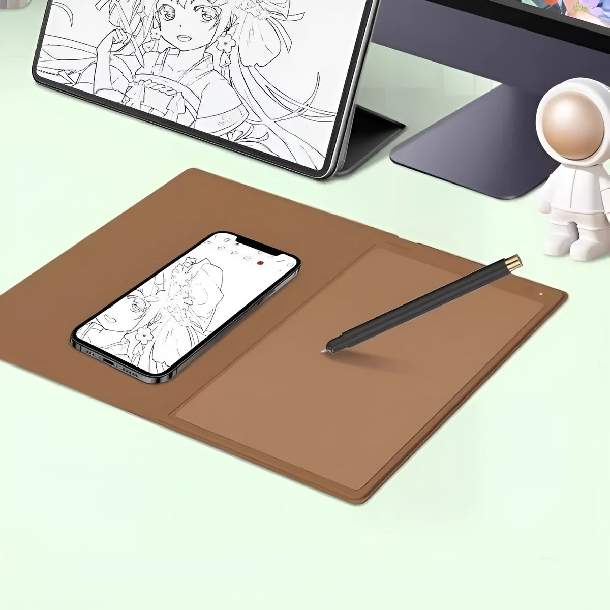Huion Note X10 digital graphics tablet in Elk Brown with PW320 pen and active area 186.9x140.9mm