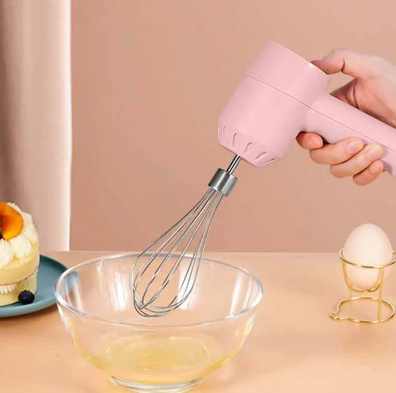 Portable mini wireless electric egg beater with USB rechargeable handheld food mixer and 3 speed settings in green