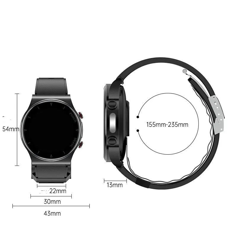 Sleep Health Multi-sport Smart Watch in P70 Black with tempered glass display and TPU strap
