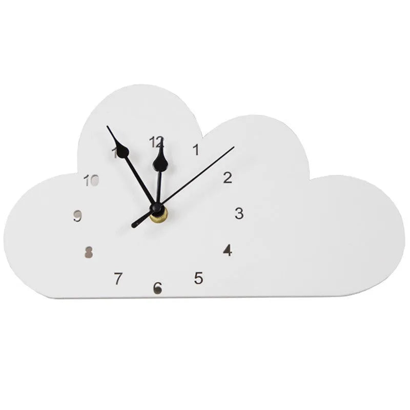 Wooden cartoon wall clock with battery-powered quartz movement in playful animal and shape designs
