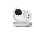 Black and white sports wireless Bluetooth earphones showing ear-plug design