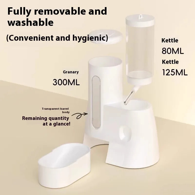 Automatic plastic drinking water feeder and food basin for hamsters in blue pink or white
