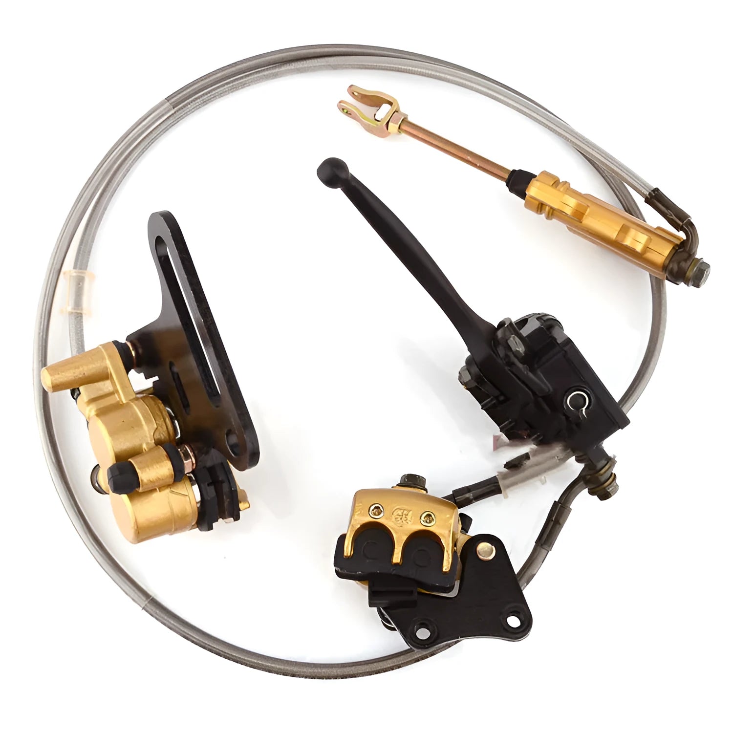 Gold front and rear brake pump assembly set for 110-150cc off-road motorcycles with disc brakes