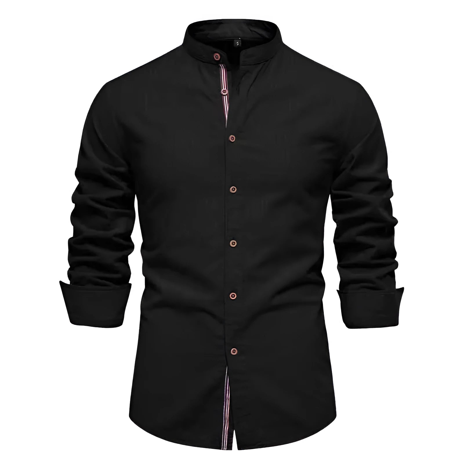 Men's solid colour long sleeve shirt in army green hemp blend fabric, non-iron, casual fit