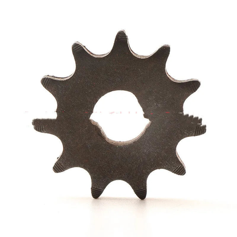 Single 11 tooth cast iron motorcycle reduction gear with non-circular shape for T8F chain.