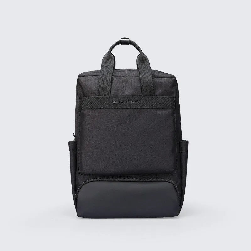 Oxford cloth computer backpack in black with multiple storage compartments
