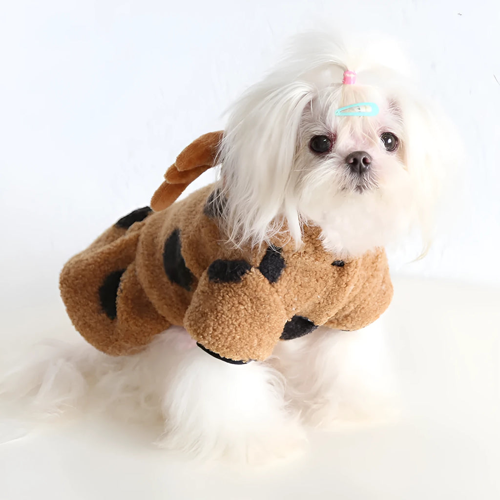 Big polka dot pattern elk couple design pet clothing for cats and dogs in skirt and four-legged styles