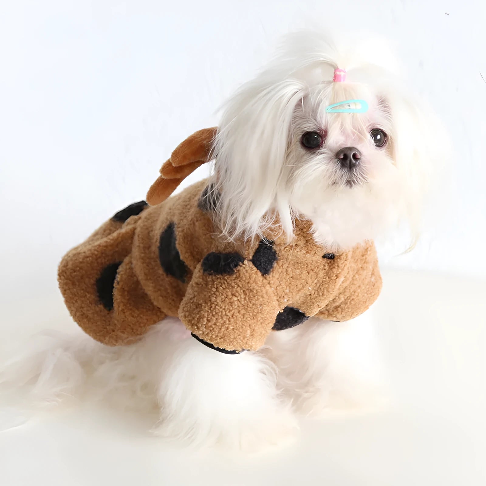 Big polka dot pattern elk couple design pet clothing for cats and dogs in skirt and four-legged styles
