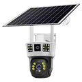 Solar-powered outdoor surveillance camera with three-screen display and 4MP resolution