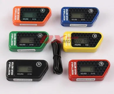Black waterproof LCD electronic timer for engine maintenance hour tracking