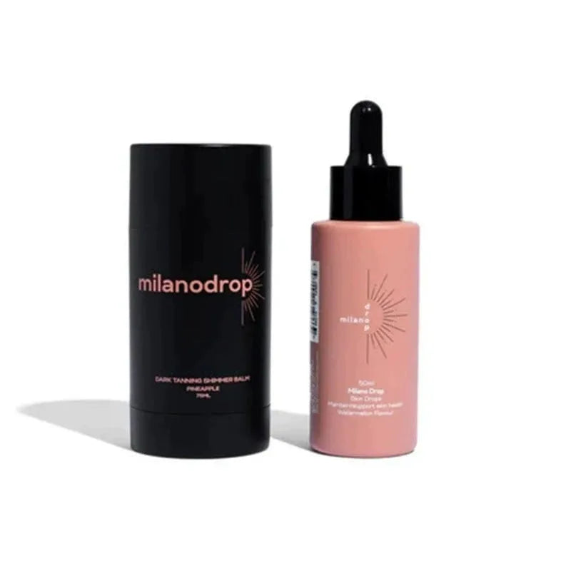 Matte Sun Tanning Black Liquid set showing 50ml tanning drops and 75ml tanning flash cream