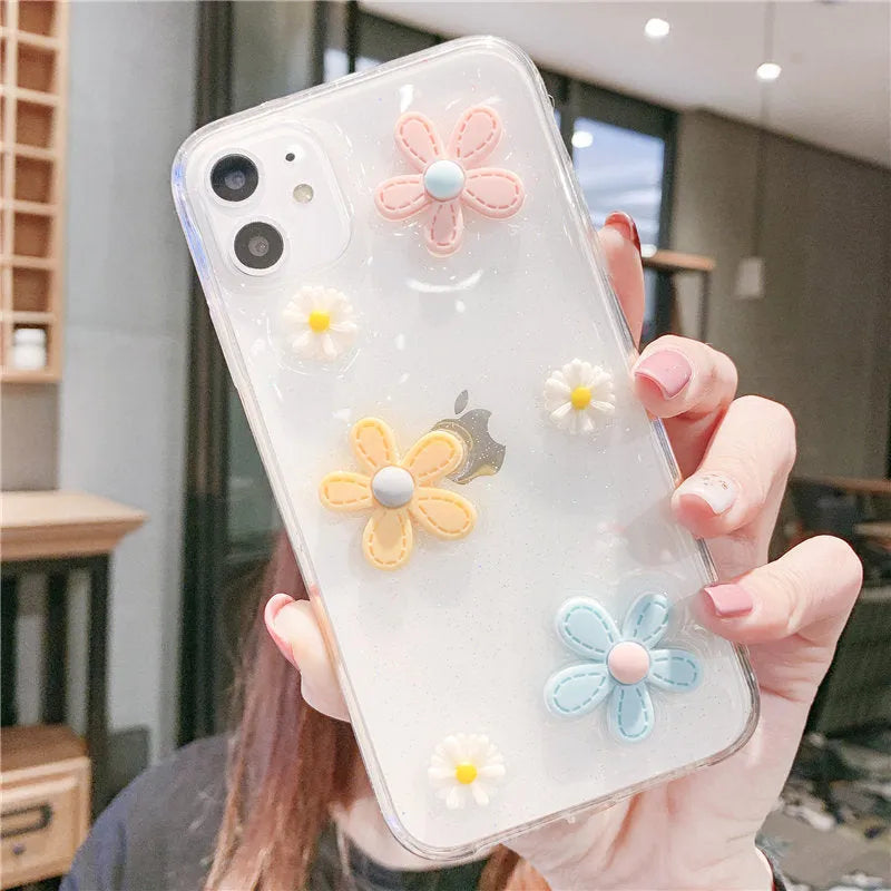 Girl heart phone case with Xuanya flower design for iPhone models
