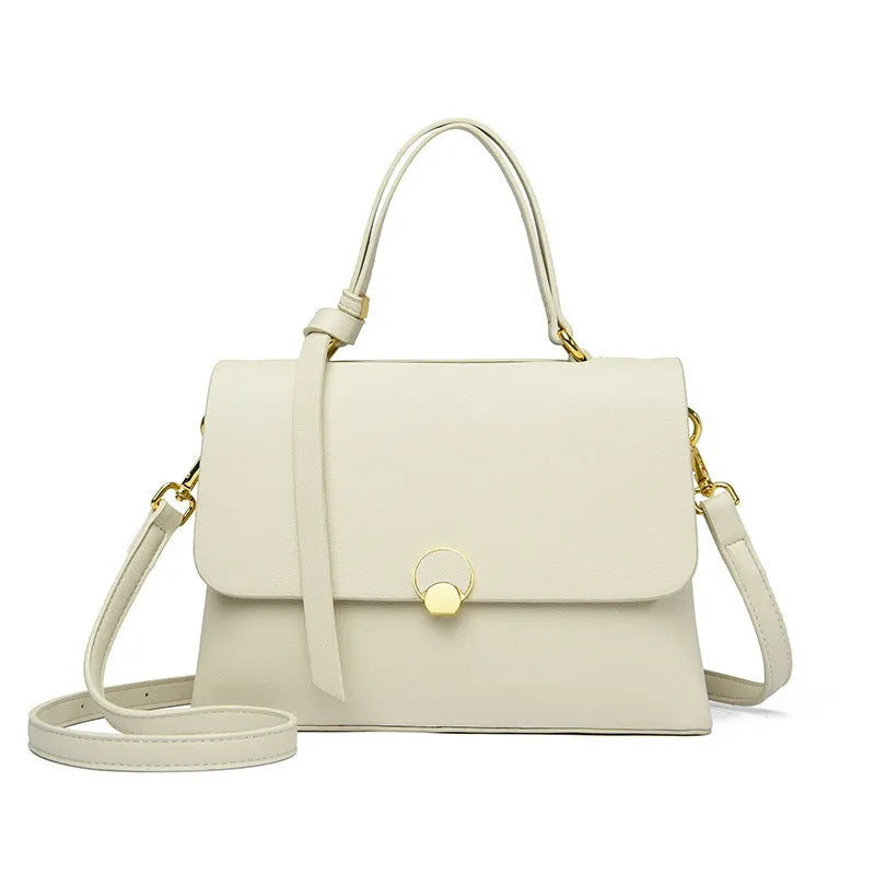 PU crossbody handbag in beige with sewing line detail and single shoulder strap