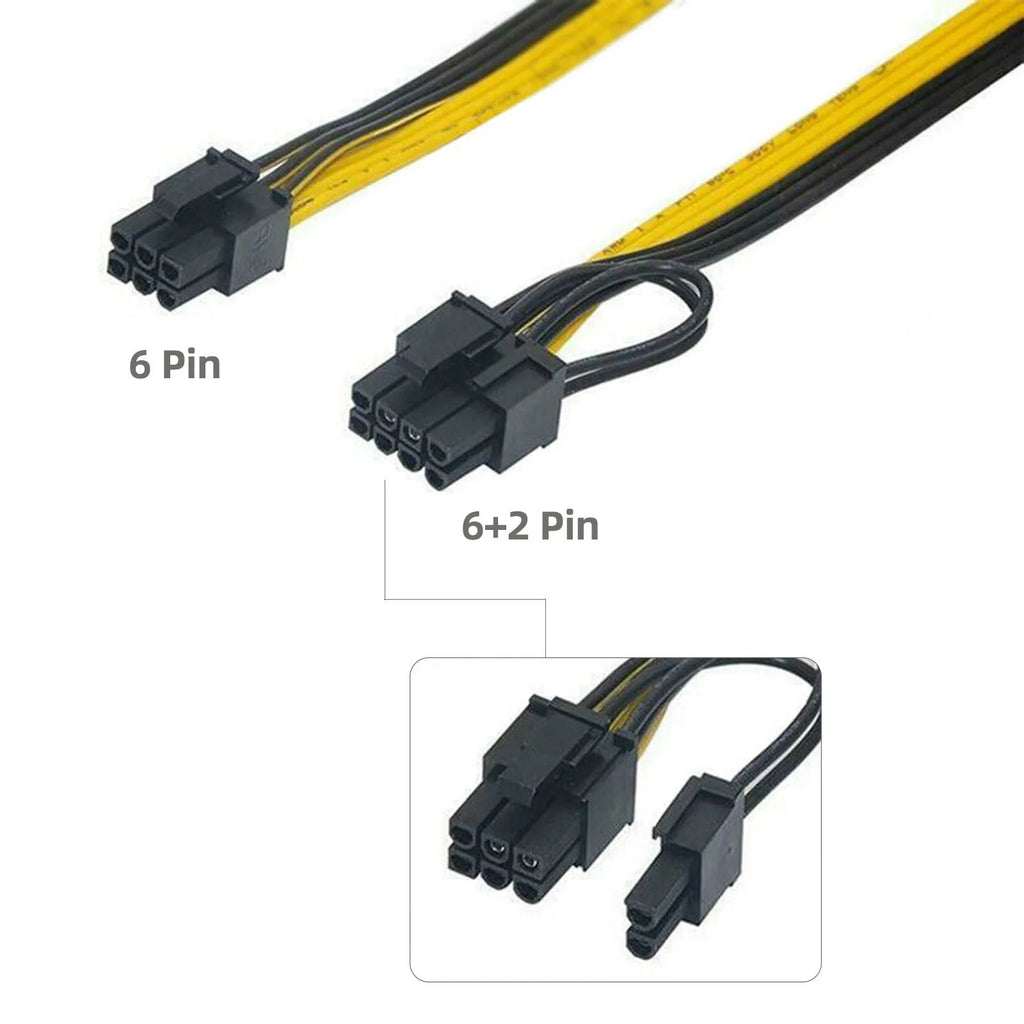 Yellow 70cm 6pin to dual 8pin graphics card power adapter cable