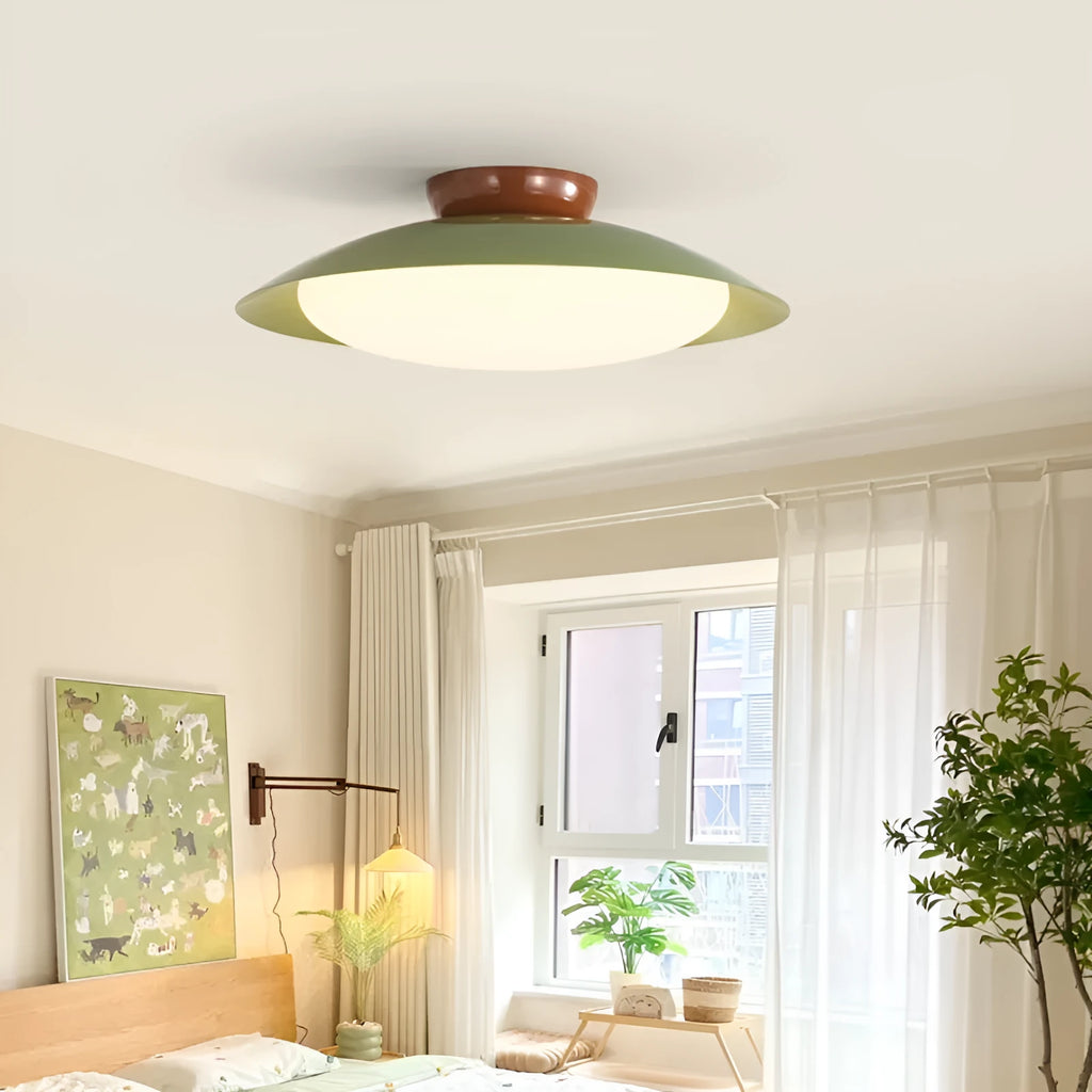 Minimalist cream-style flying saucer ceiling lamp with iron shade in 25cm or 45cm diameters