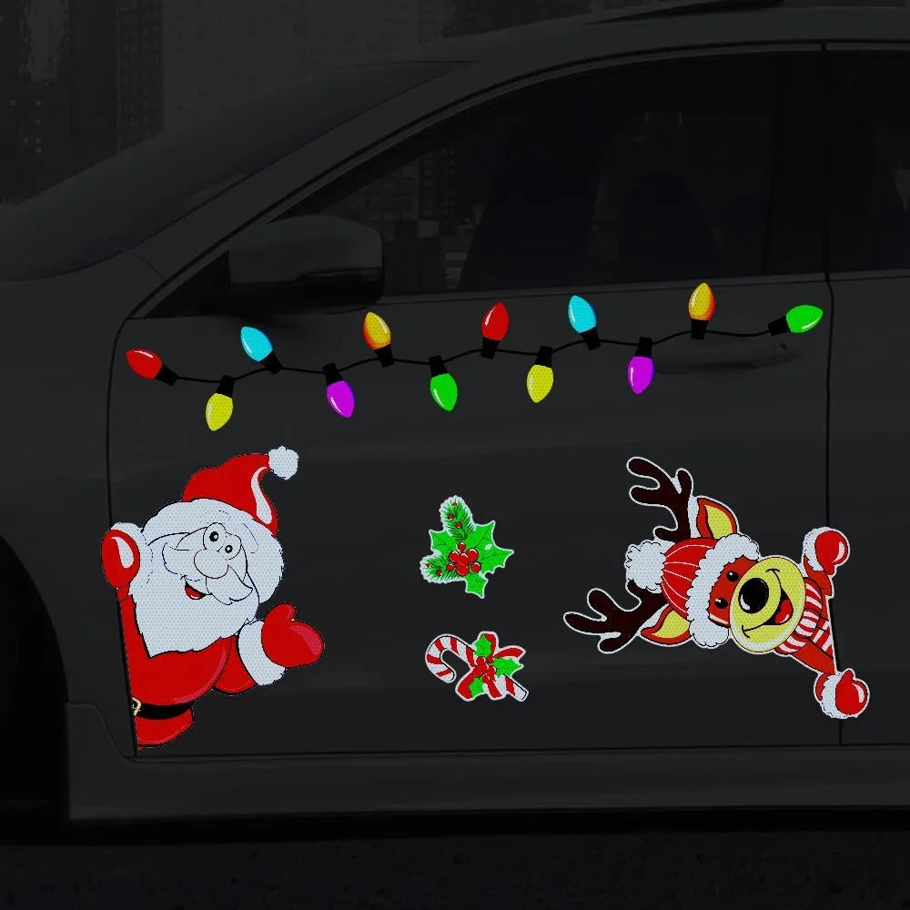 Cartoon Christmas elk reflective magnetic sticker in RFM026 colour with six-thread pattern