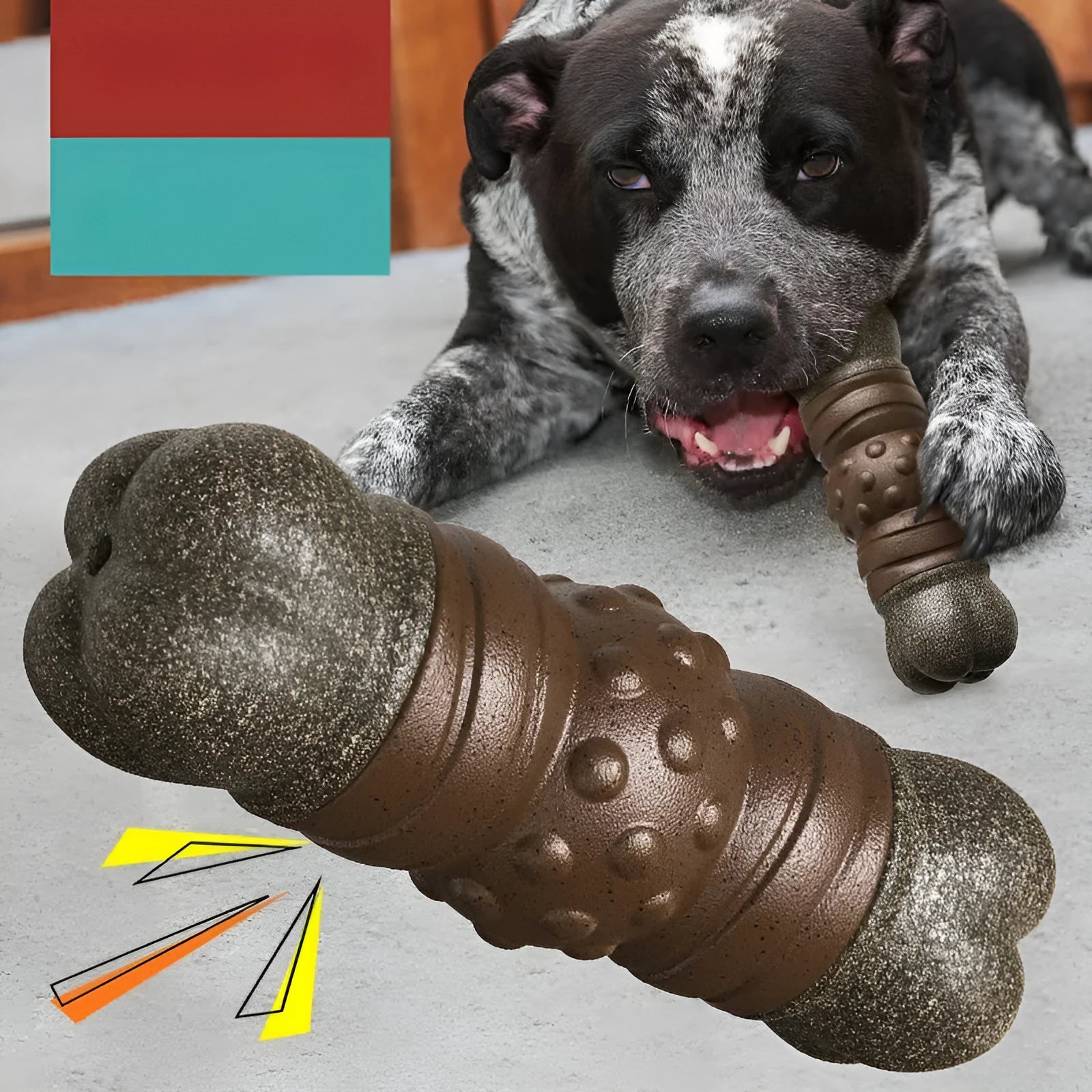 Wood colour plastic dog toothbrush molar rod chewing toy for canine dental care