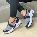 Women's lightweight white mesh sneakers with round toe and non-slip rubber sole