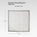 Silver stainless steel barbecue grill with matching cooking net, large size for group use.