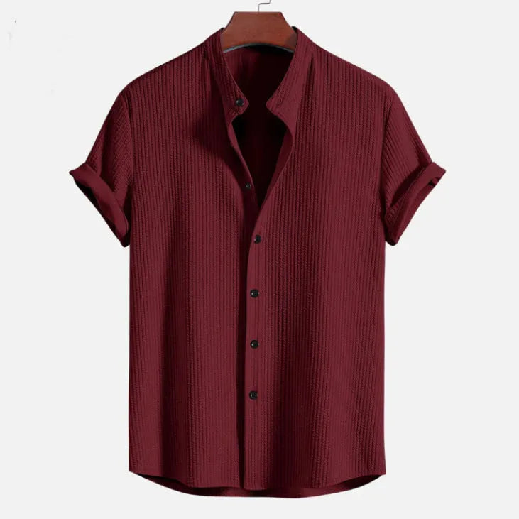 Men's loose short sleeve summer shirt in polyester fabric available in multiple colours