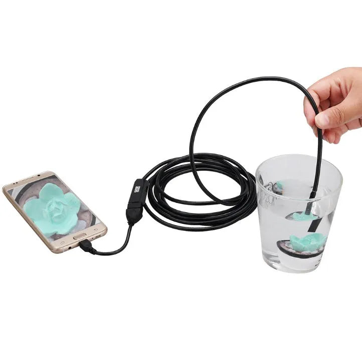 OWSOO USB endoscope camera with 5m cable, 6 LEDs, hook, magnet, and side mirror for phone and computer